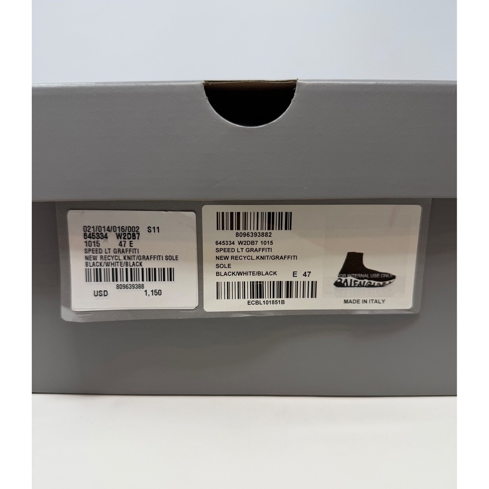 Balenciaga Speed Graffiti Trainer Black/White Size 14 US 47 EU - Picture 9 of 10